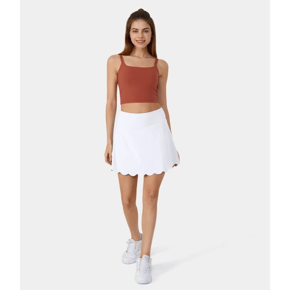 Halara Softlyzero Airy High Waisted 2-in-1 Side Pocket Scallop Skirt-UPF50+ NEW